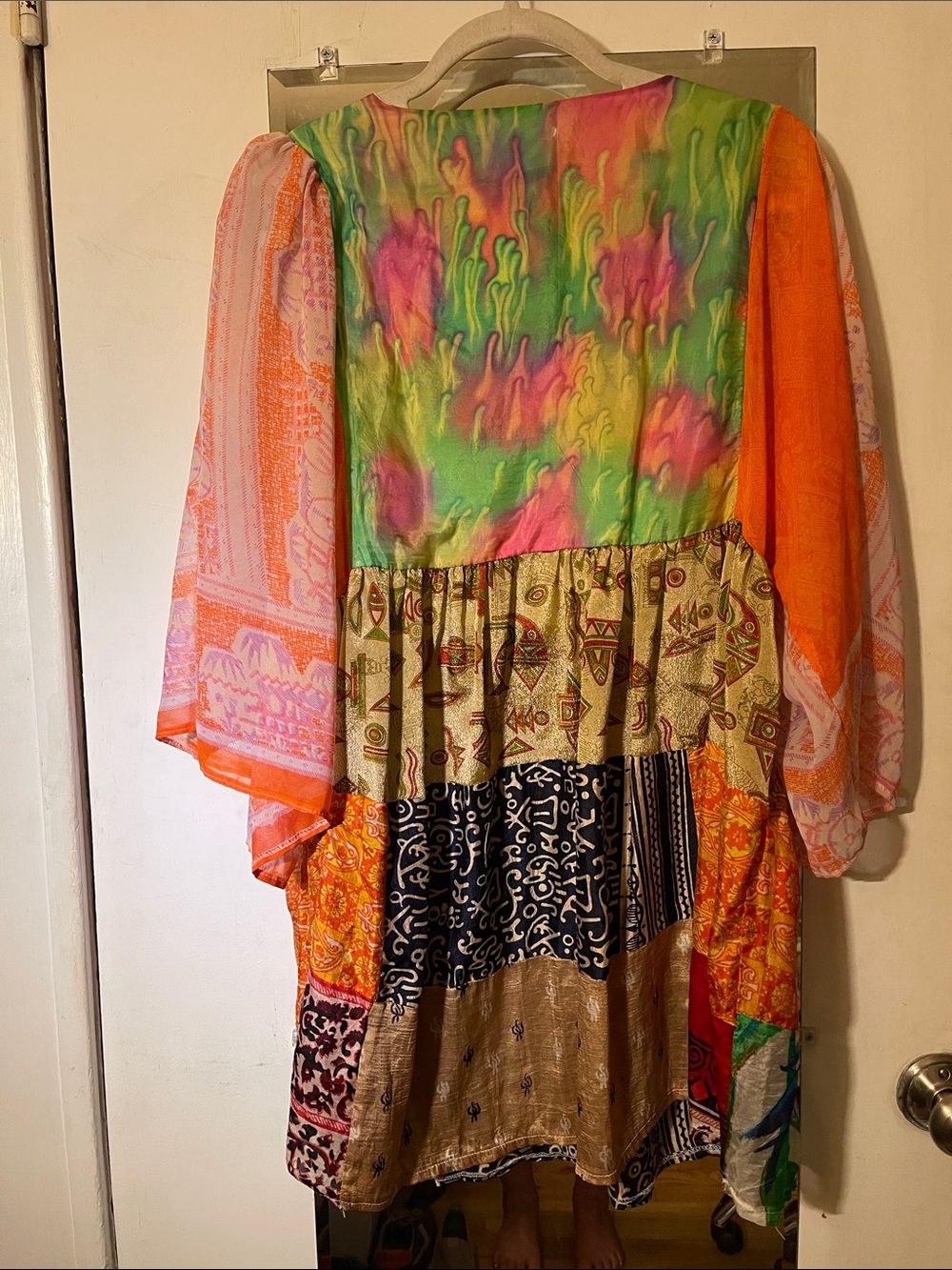 Beautiful, Free People Nuuly, Mixed Print Boho Tunic Dress - Pink, Orange, Black - Picture 2 of 9